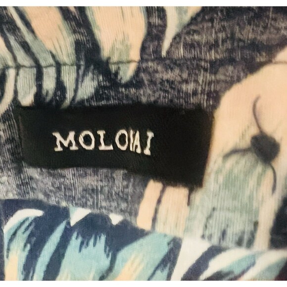 Molokai Surf Co Hawaiian Shirt M Reverse Print Blue Floral Birds Of Paradise - Picture 8 of 10